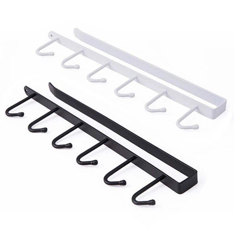 1-4X 6 Hooks Metal under Shelf Hook Kitchen Cupboard Cabinet Mug Cup Rack Holder