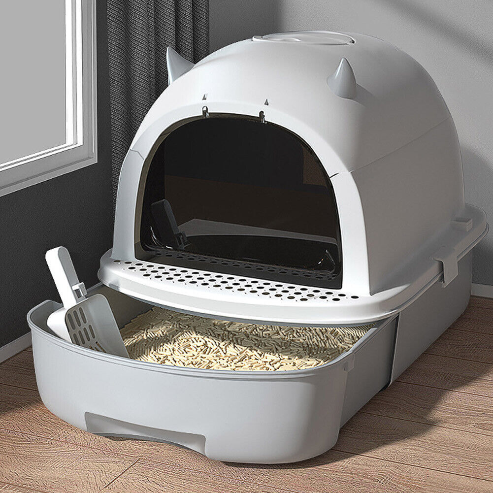 Large Cat Litter Box Self Cleaning Pan Drawer Anti-Splashing Cat Potty Tray AU