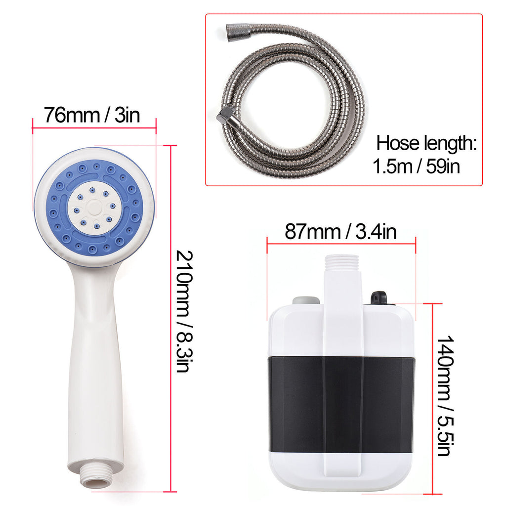 Portable Camping Mobile Shower USB Rechargeable Electric Shower Pump Outdoor 