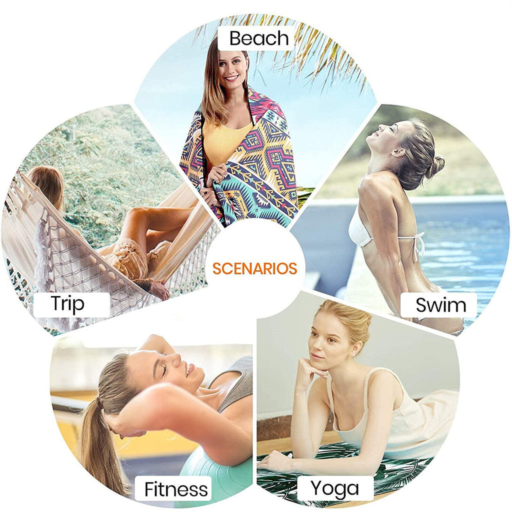 Microfiber Quick Dry Absorbent Sand Free Beach Towel Swim Towel Pool Towel 