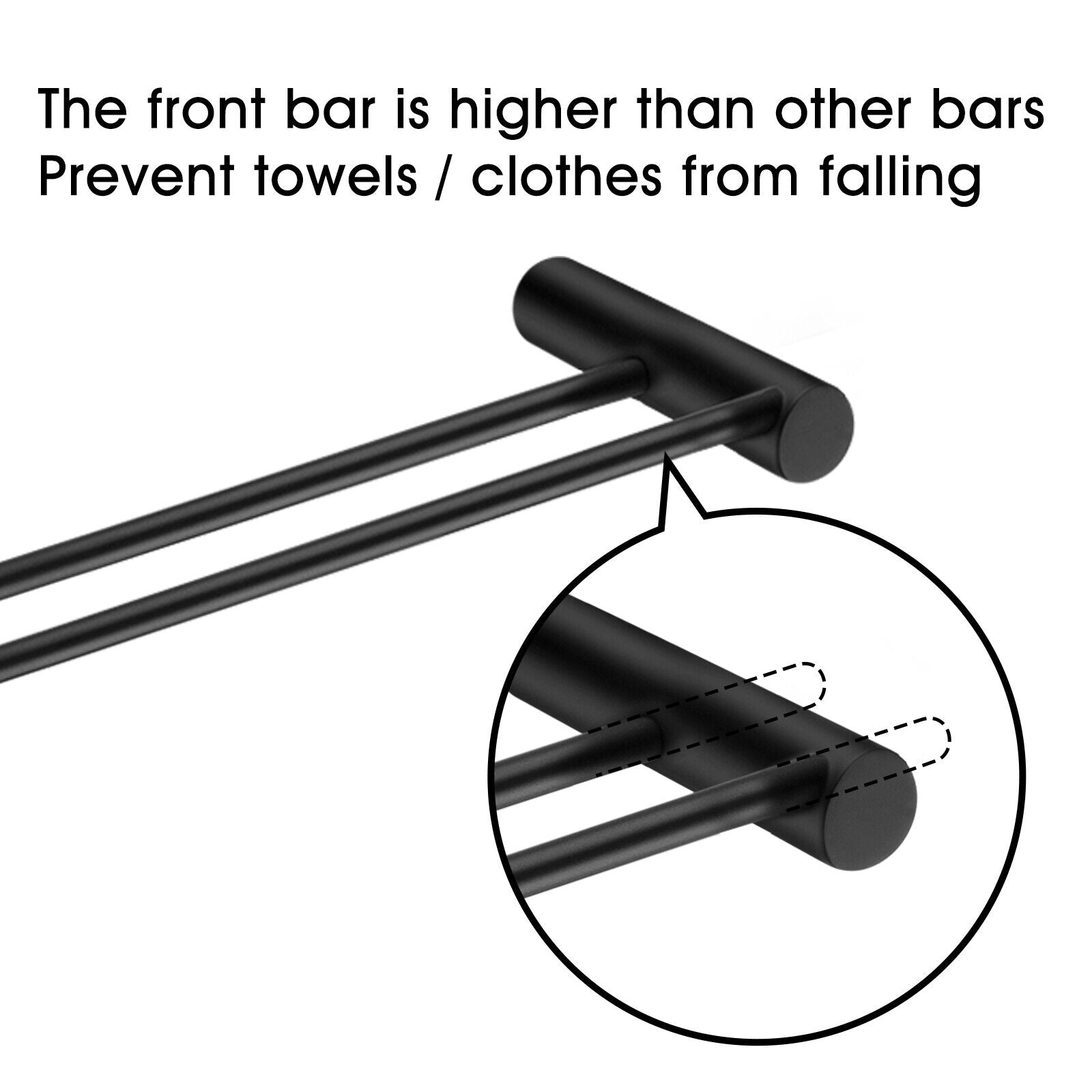 ACA Bath Towel Rail Rack Hook Toilet Brush Paper Holder Accessory Black