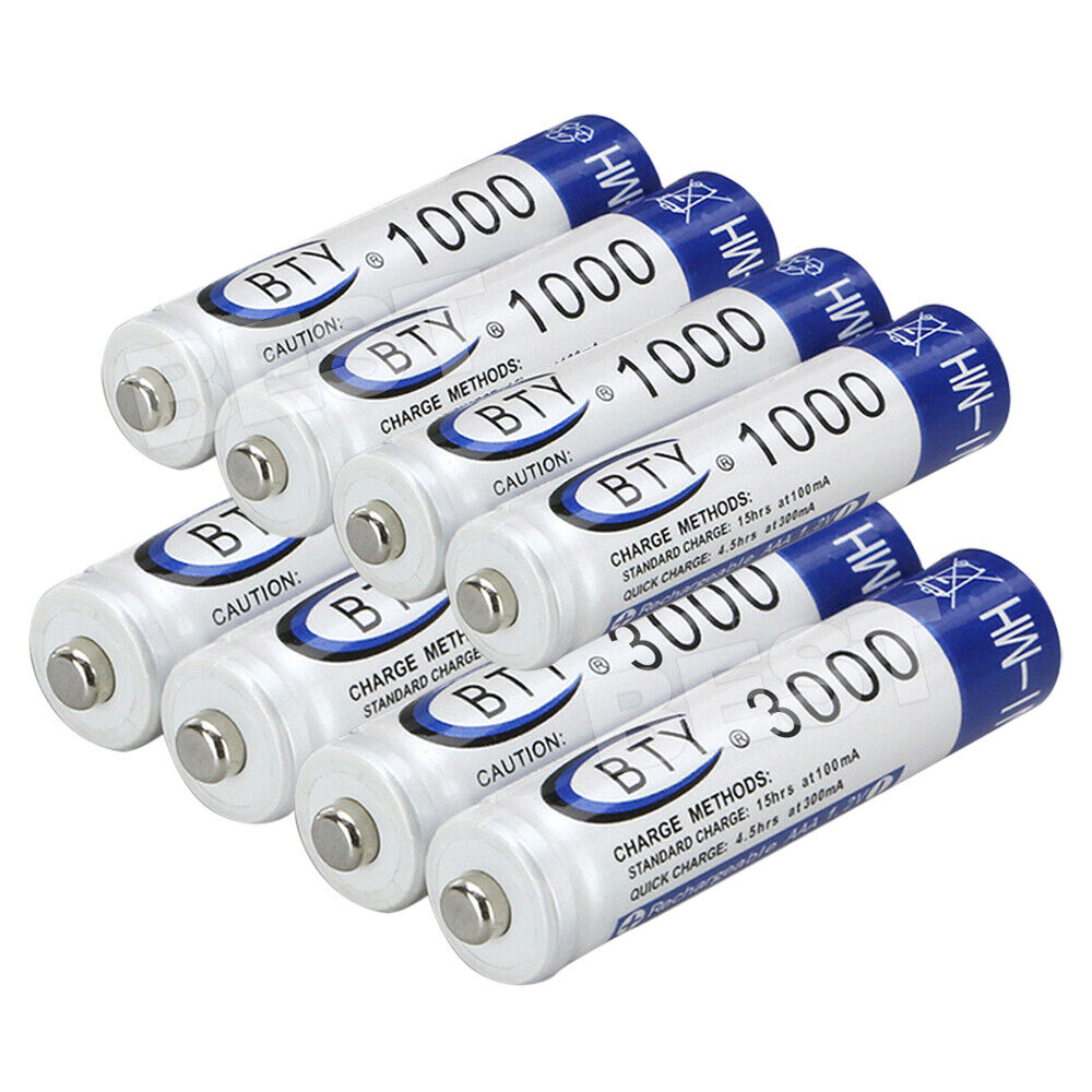 4 to 24 Pack 3000Mah AA/1000Mah AAA Rechargeable Battery NI-MH 1.2V Recharge Batteries
