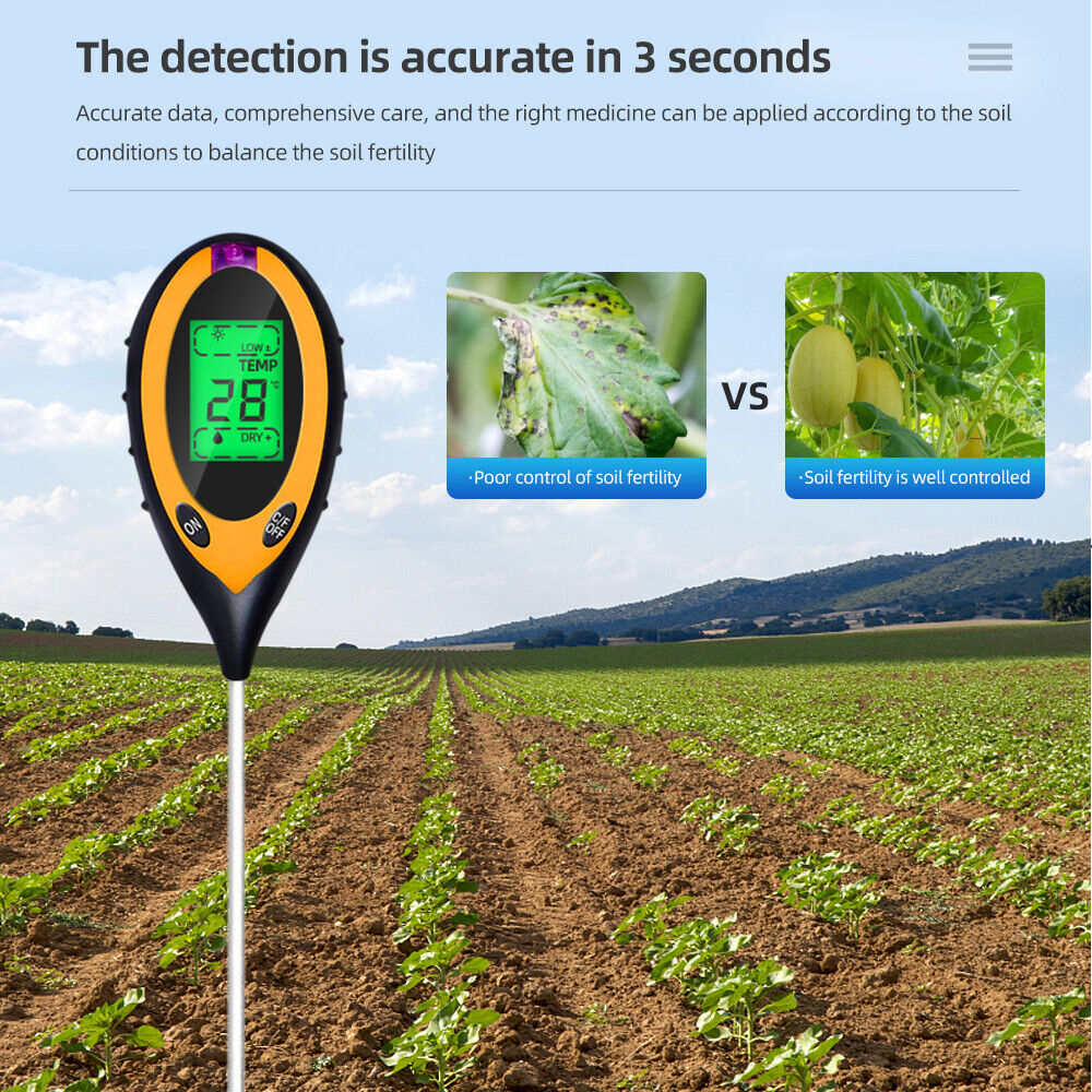 4 in 1 Soil PH Tester Moisture Sunlight Light Test Meter Tool Garden Farm Plants