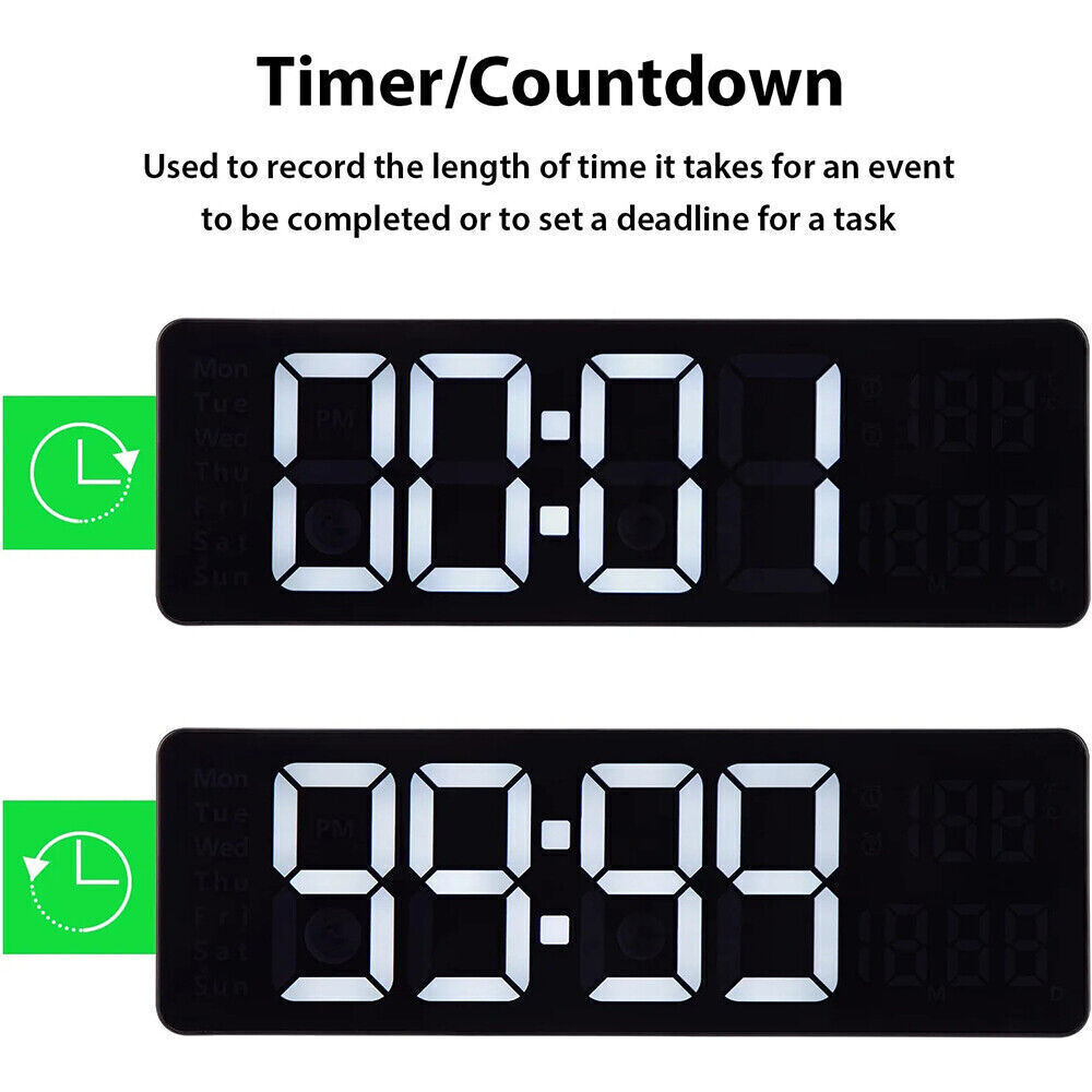 Large Digital Big Jumbo LED Wall Desk Clock Display with Calendar Temperature AU