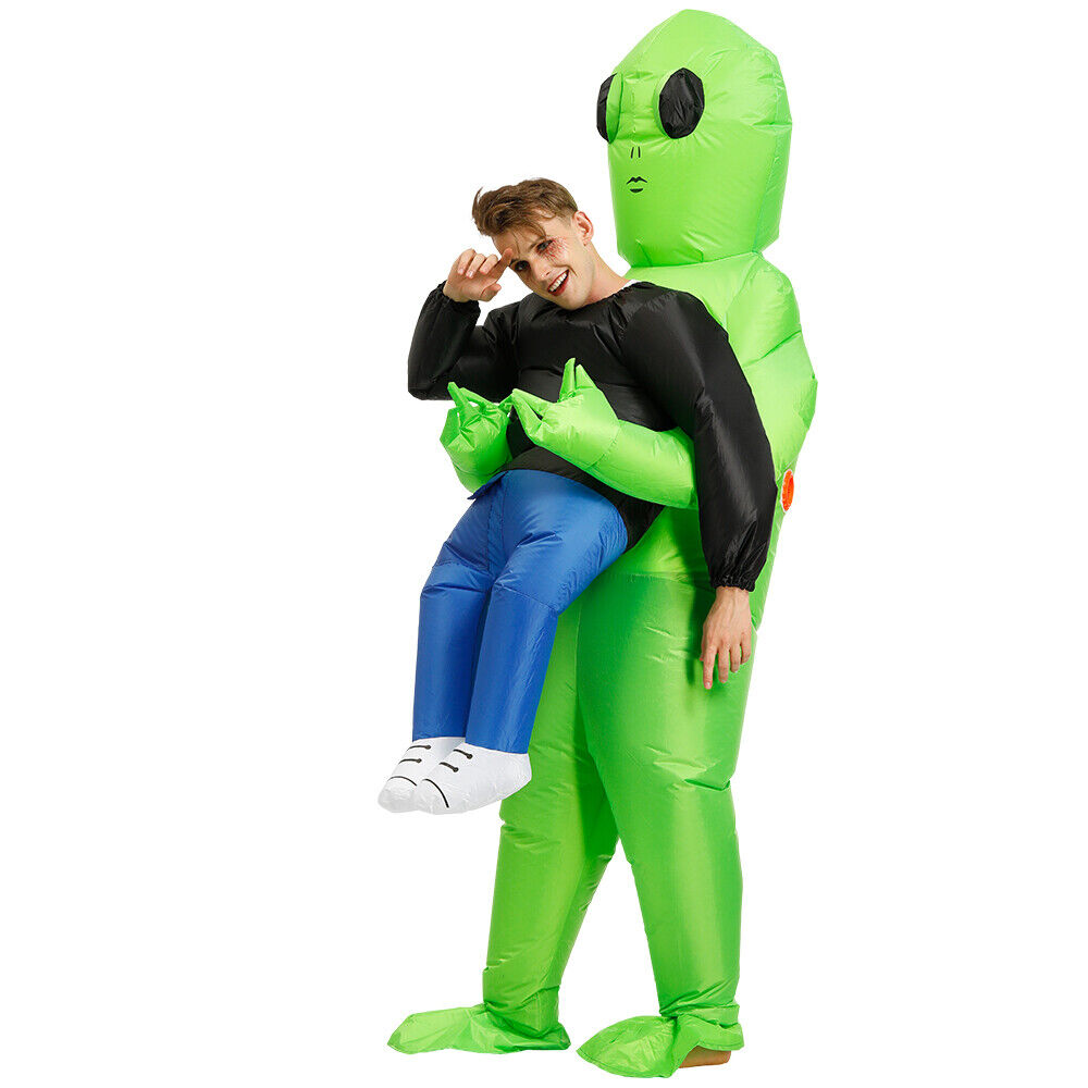 Scary Halloween Green Alien Inflatable Kid Costume Blow up Suits Party Dress