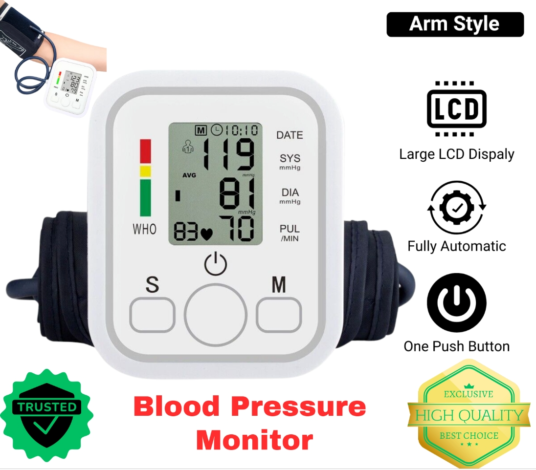 Portable Heart Rate Meter LCD Upper Arm Digital Blood Pressure Monitor 