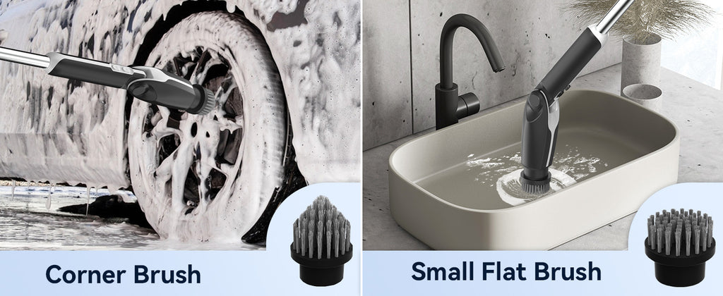 8 in 1 Motorised rotary scrubber Electric scrubber cleaning brush for bathtubs