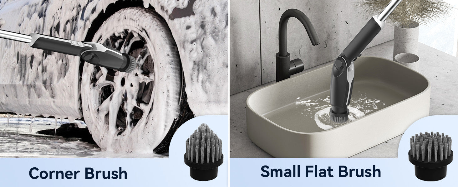 8 in 1 Motorised rotary scrubber Electric scrubber cleaning brush for bathtubs