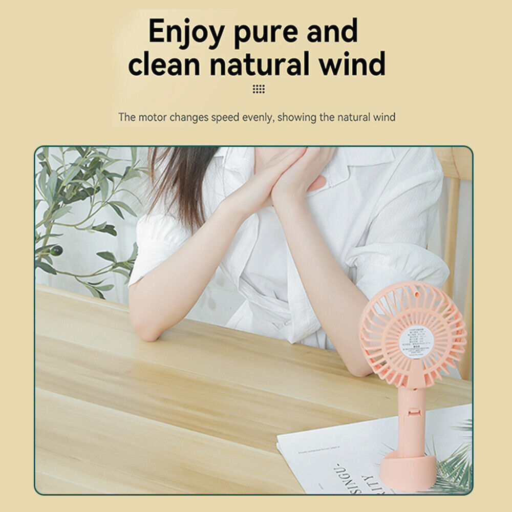 Mini Portable Hand-Held Desk Fan Cooling Cooler Humanized Design USB Air Rechargeable 3 Speed AU