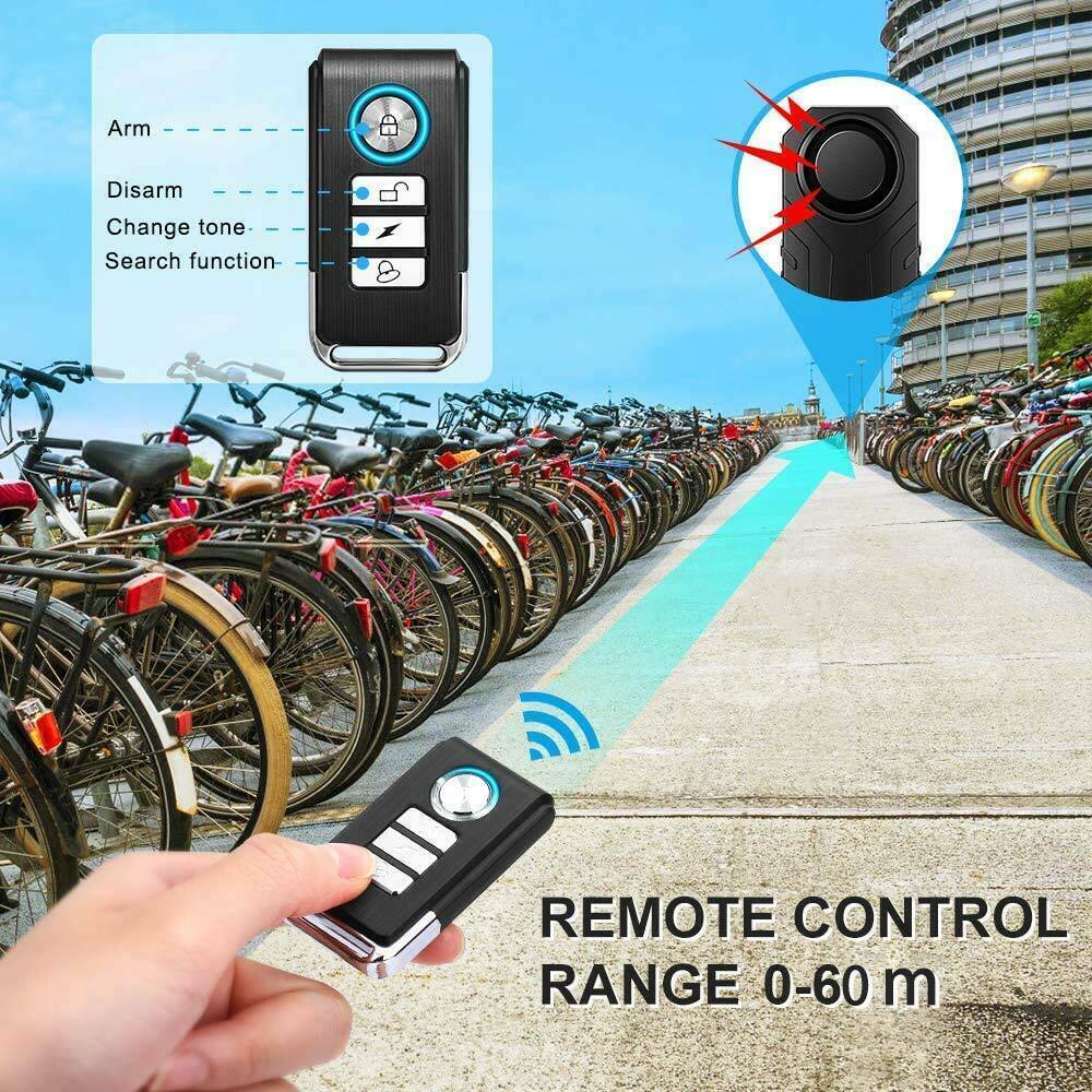 113Db Bike Motorcycle Alarm Anti-Theft Vibration Bicycle Security with Remote 