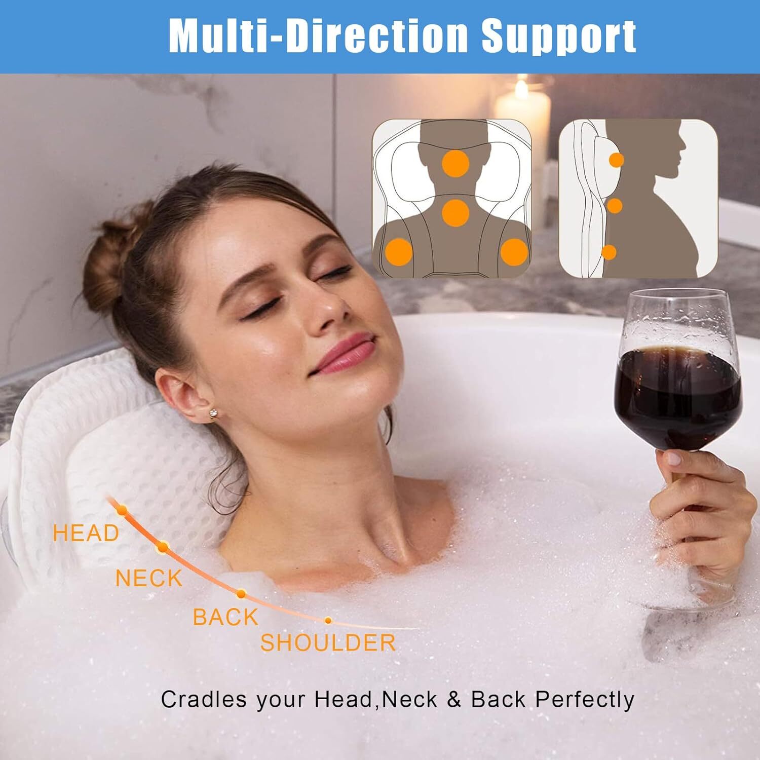 Mesh Bath Pillow Home 4D Back Neck Support Bathtub Spa Hot Tub Suction Cups New