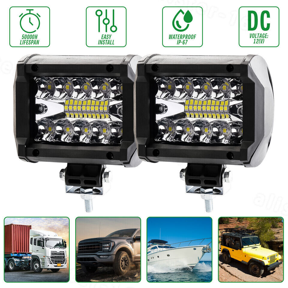 2X Wide Illumination Range LED Work Light Bar Flood Spot Lights Driving Lamp Offroad Car Truck SUV
