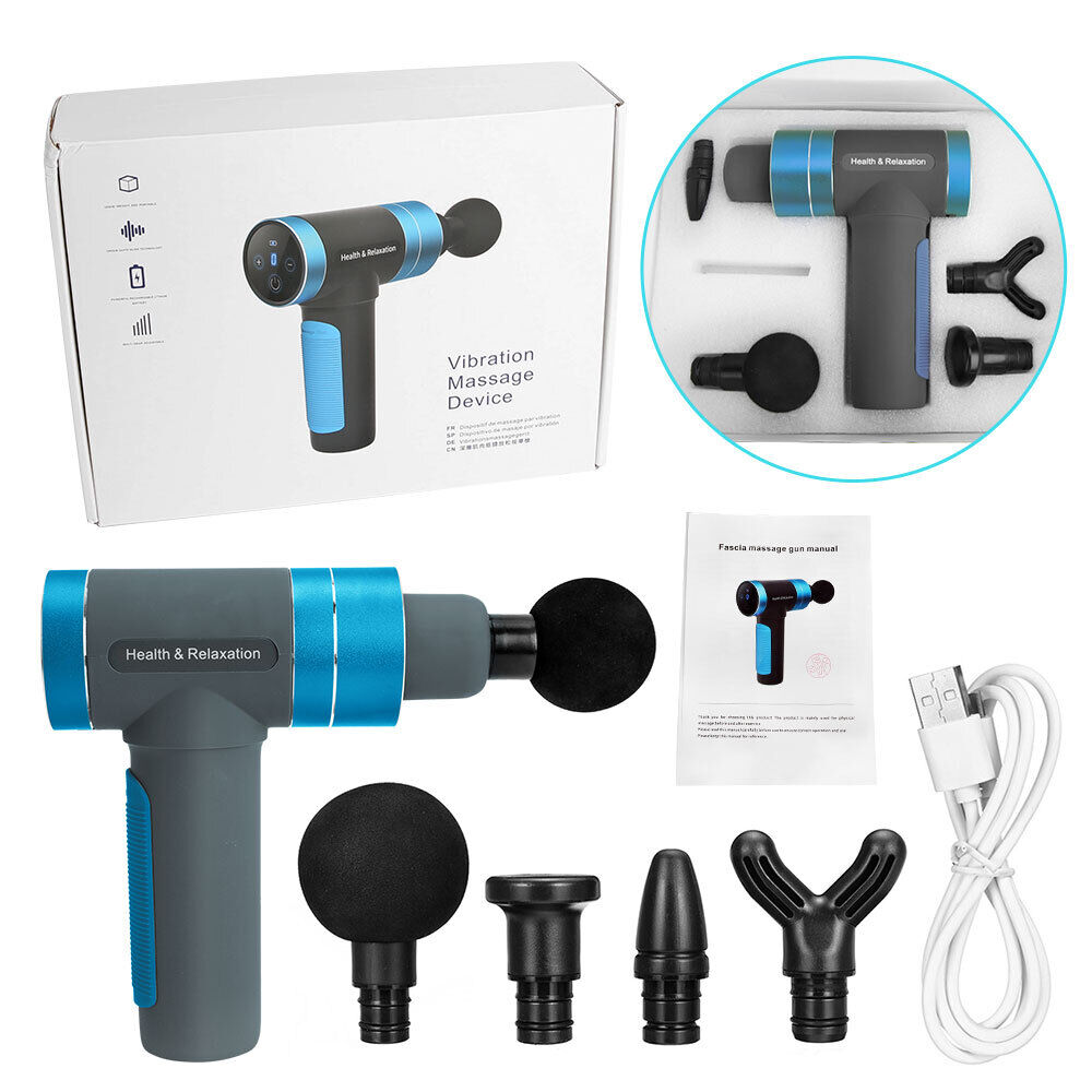 LCD Massage Gun Deep Tissue Percussion Massager Muscle with 4 Heads 5-Speed 