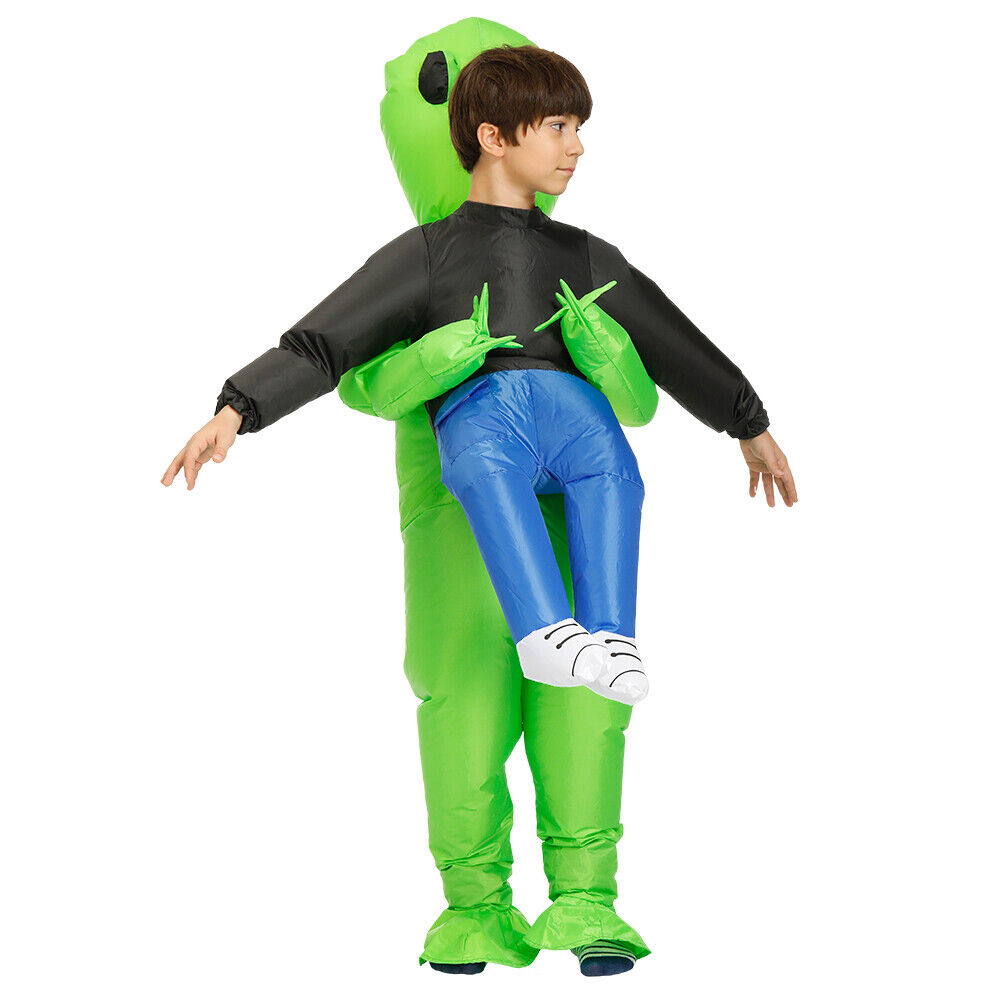 Scary Halloween Green Alien Inflatable Kid Costume Blow up Suits Party Dress