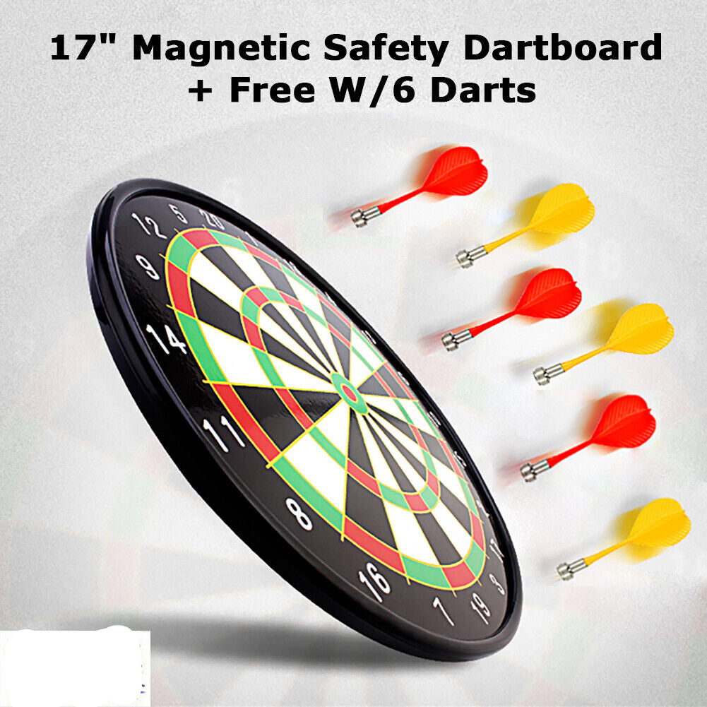 17" Magnetic Dartboard with 6 Darts Large Adult Kids Safe Family Dart Board Game