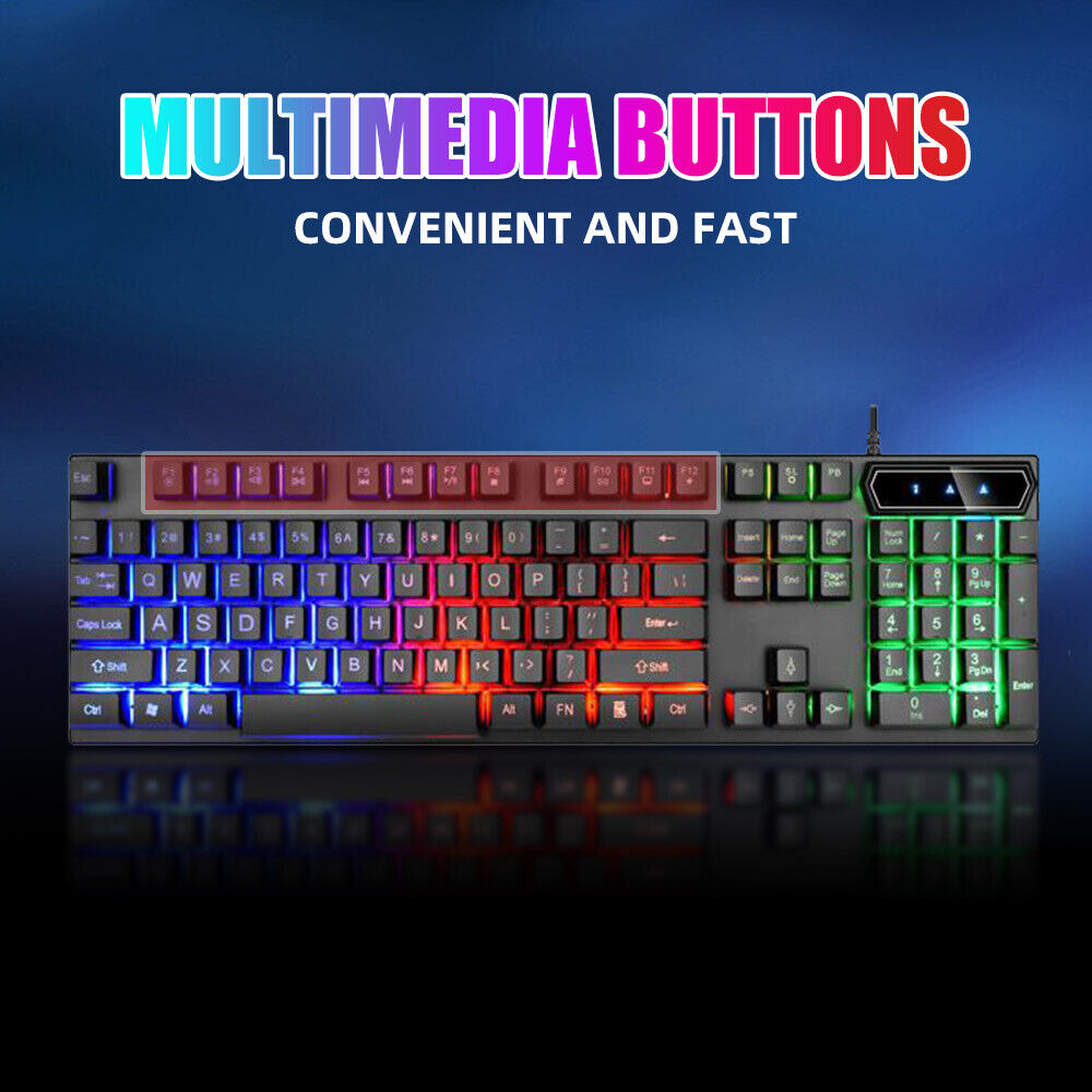 T6 USB Wired Mechanical Gaming Keyboard104 Keys RGB LED Backlit for Windows 