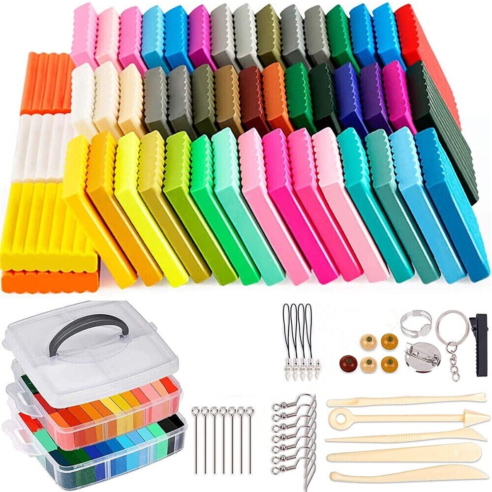 83pcs Polymer Clay Block Craft DIY Kit Oven Bake Modeling Tools Kid Toy Gift Box