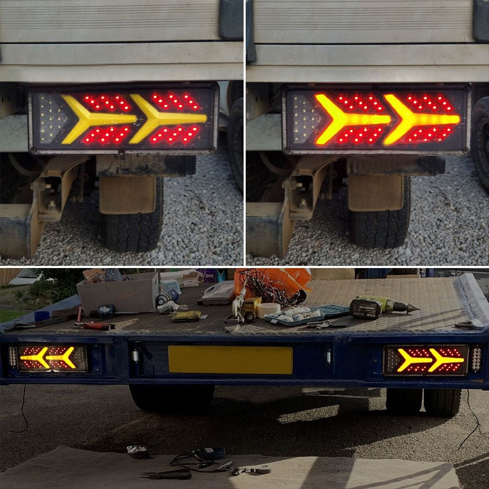 2X 74 LED Tail Lights Trailer Ute Caravan Truck Stop Indicator Rear Lamps 12V