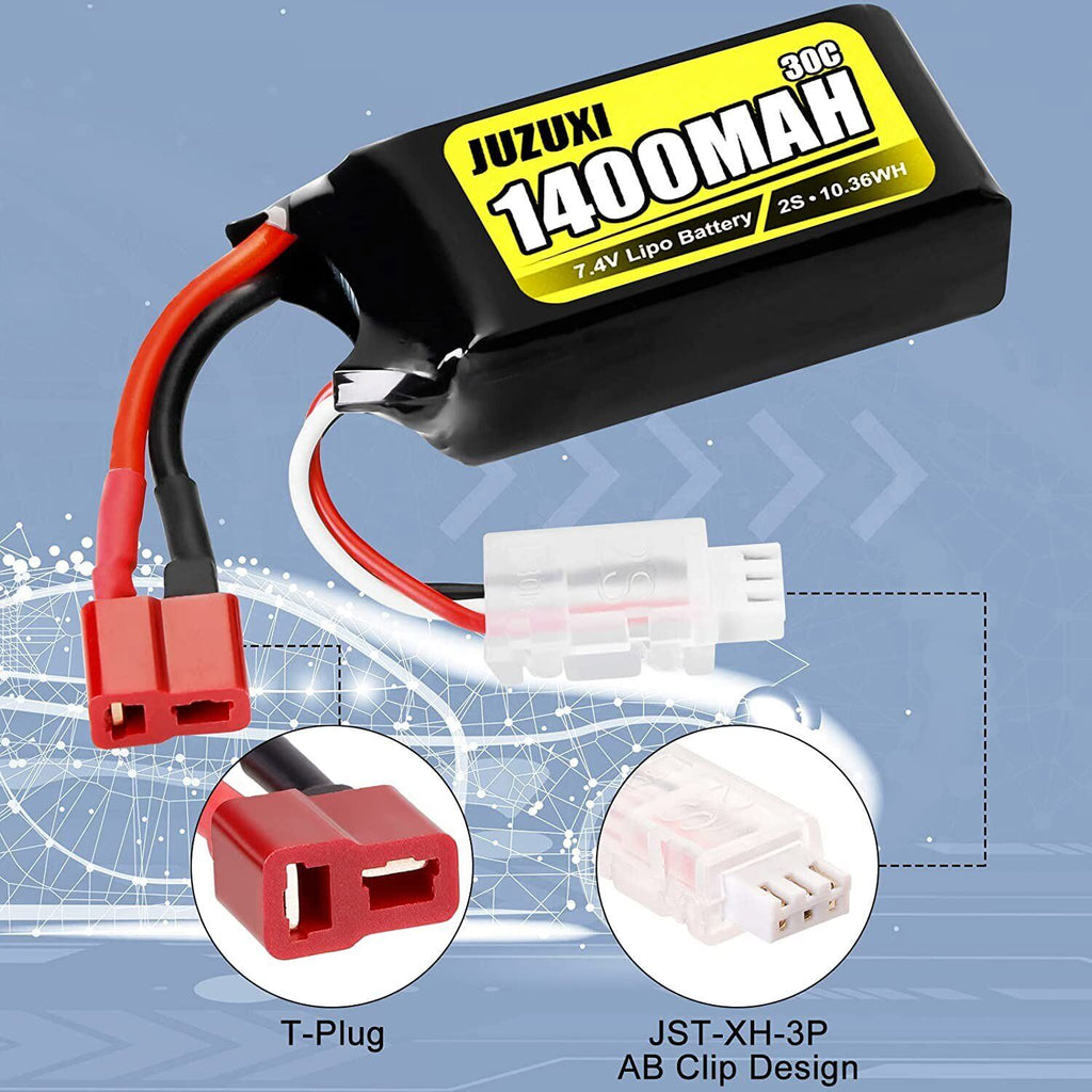 1400Mah 2X 2S 7.4V Short Lipo Battery T Plug for Remote Control Car WLTOYS