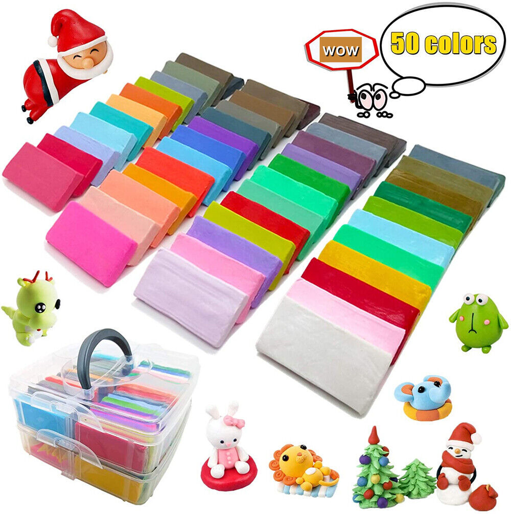 83pcs Polymer Clay Block Craft DIY Kit Oven Bake Modeling Tools Kid Toy Gift Box