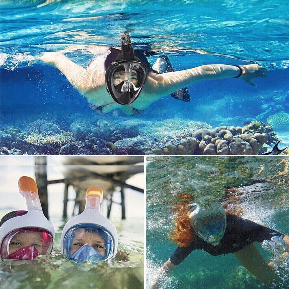 Adult Full Face Snorkel Mask Diving Mask Snorkel Set Anti-Fog Swimming 180° View