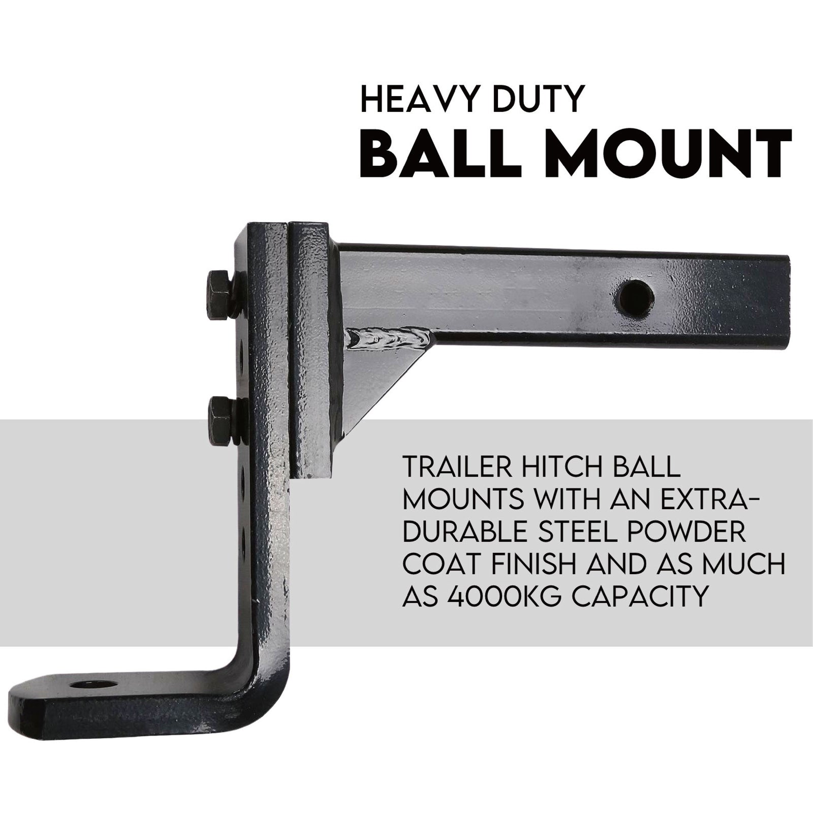 4000KG Tow Hitch Ball Towbar Drop Mount Tongue Trailer Tow Bar Adjustable Height