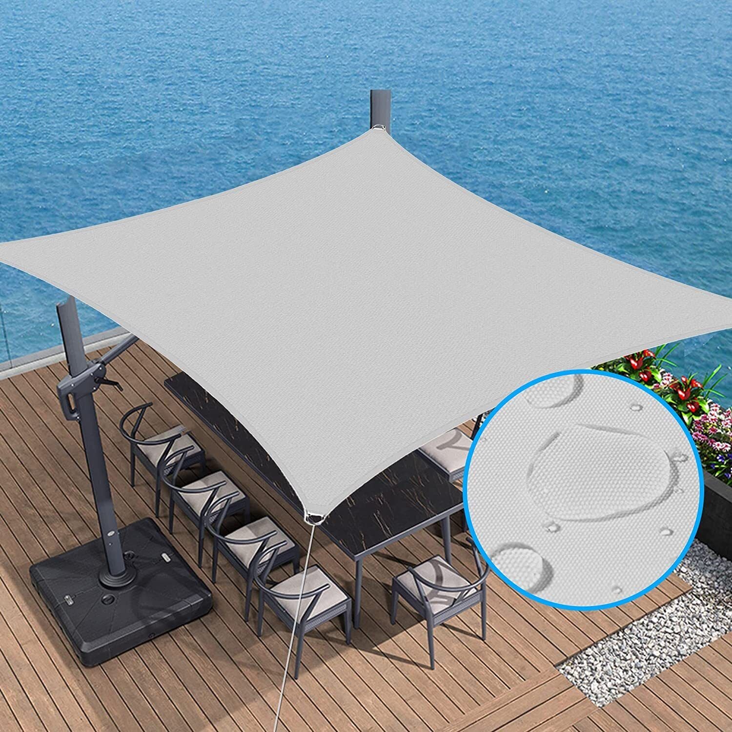 Rectangle Sun Shade Sail Shade Cloth Extra Heavy Duty 98% UV Block Grey Shade