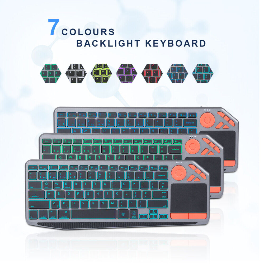 2.4G Wireless TV Backlit Touchpad Keyboard for Ipad, Android Tablets, Windows