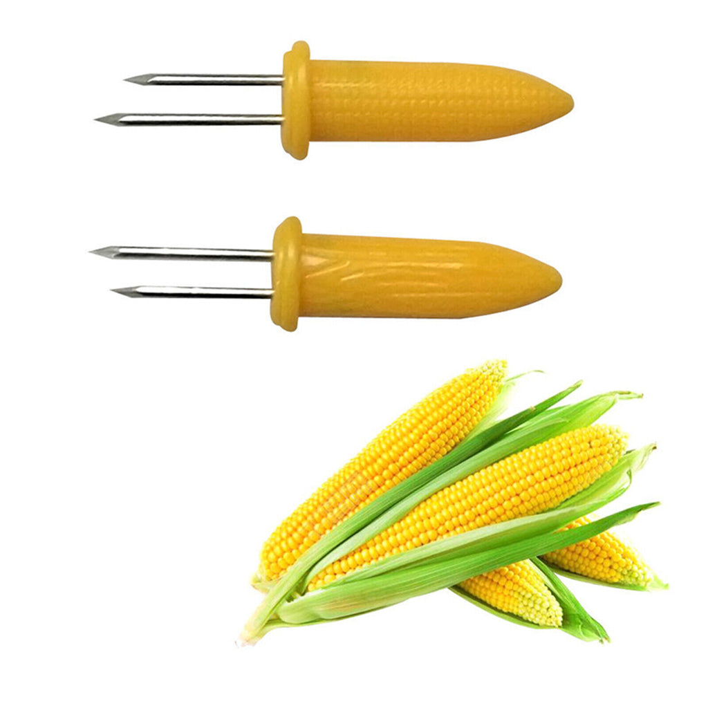 10X Corn Cob Holders Skewers Barbecue Fork Fruit Holder BBQ Kitchen Accessories