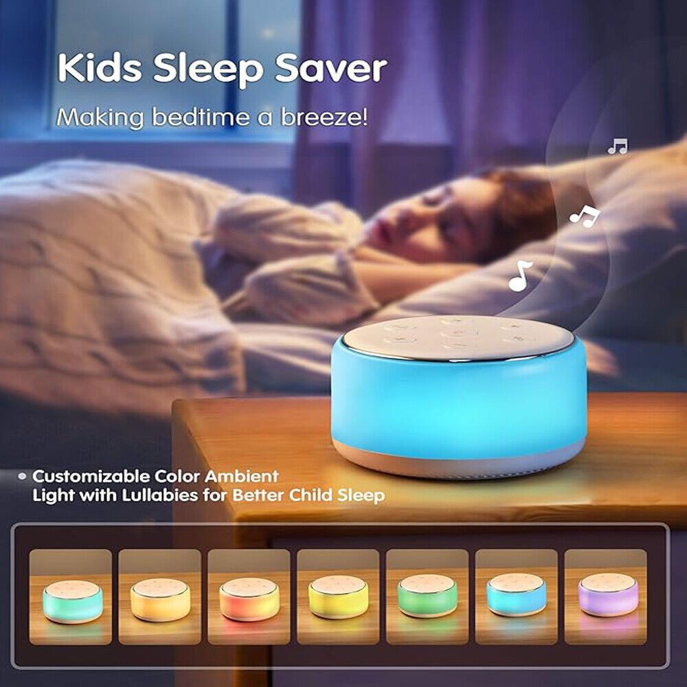 34 Soothing Sounds Maker Noise Machine Baby Sleeping Adults Kids Night Light 