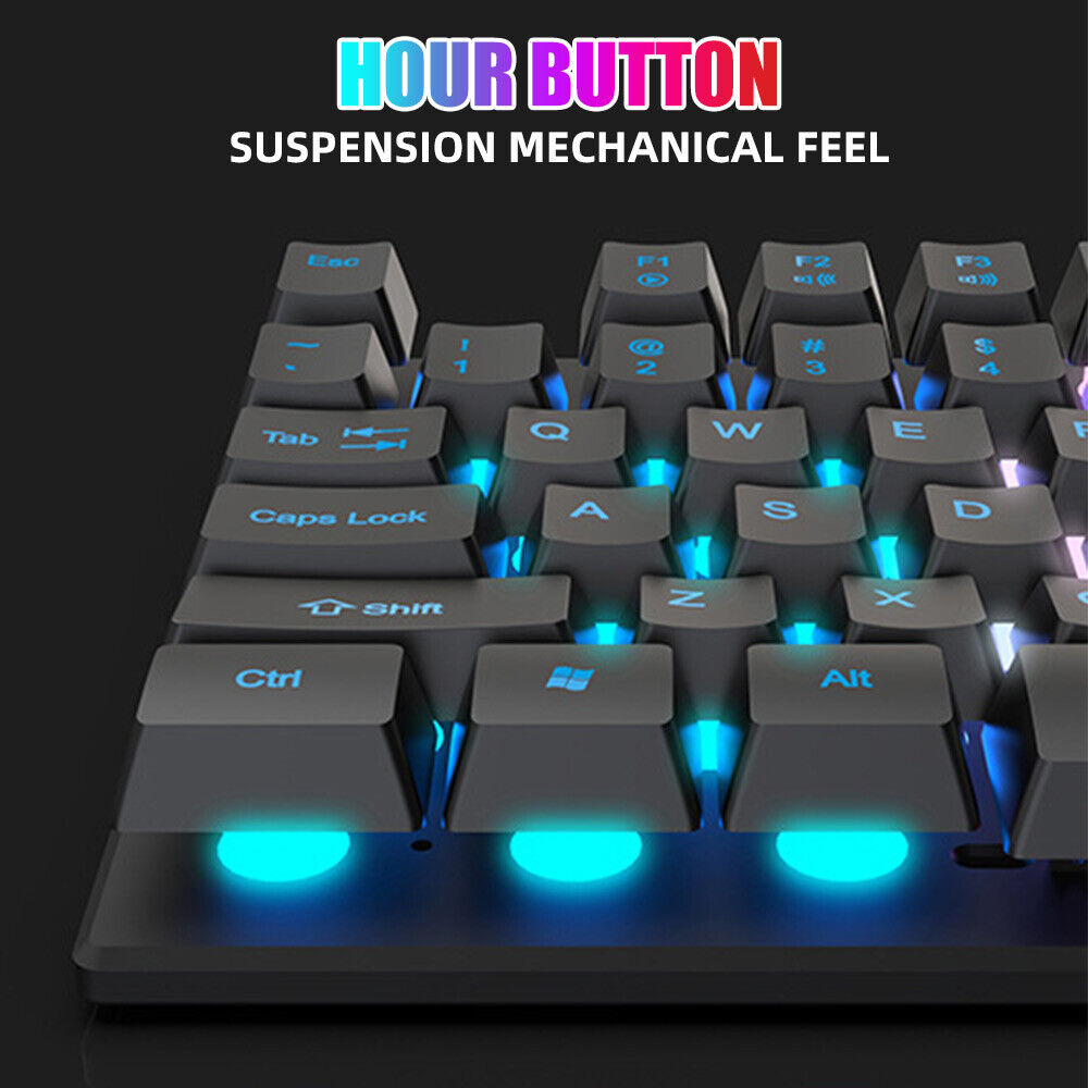T6 USB Wired Mechanical Gaming Keyboard104 Keys RGB LED Backlit for Windows 