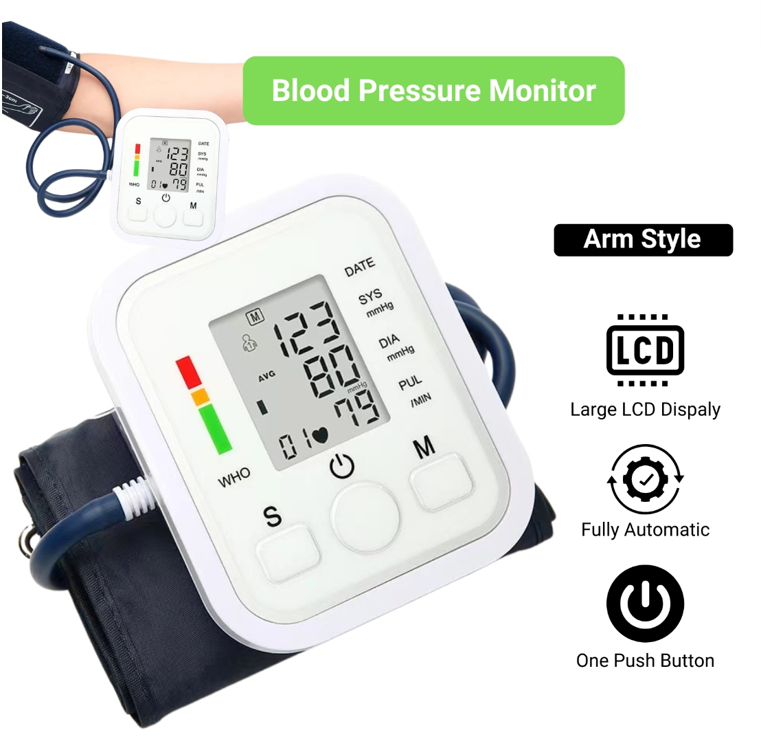 Portable Heart Rate Meter LCD Upper Arm Digital Blood Pressure Monitor 