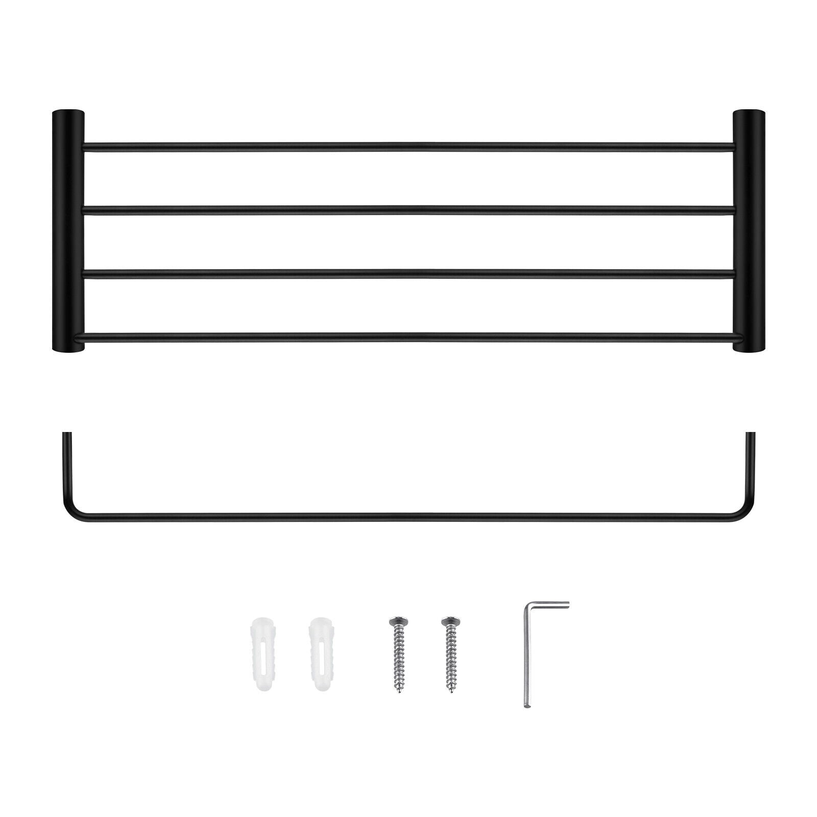 ACA Bath Towel Rail Rack Hook Toilet Brush Paper Holder Accessory Black
