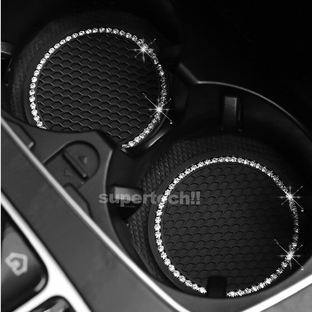 2x Black Bling Universal Car Cup Holder Anti-Slip Insert Coaster Car Accessories