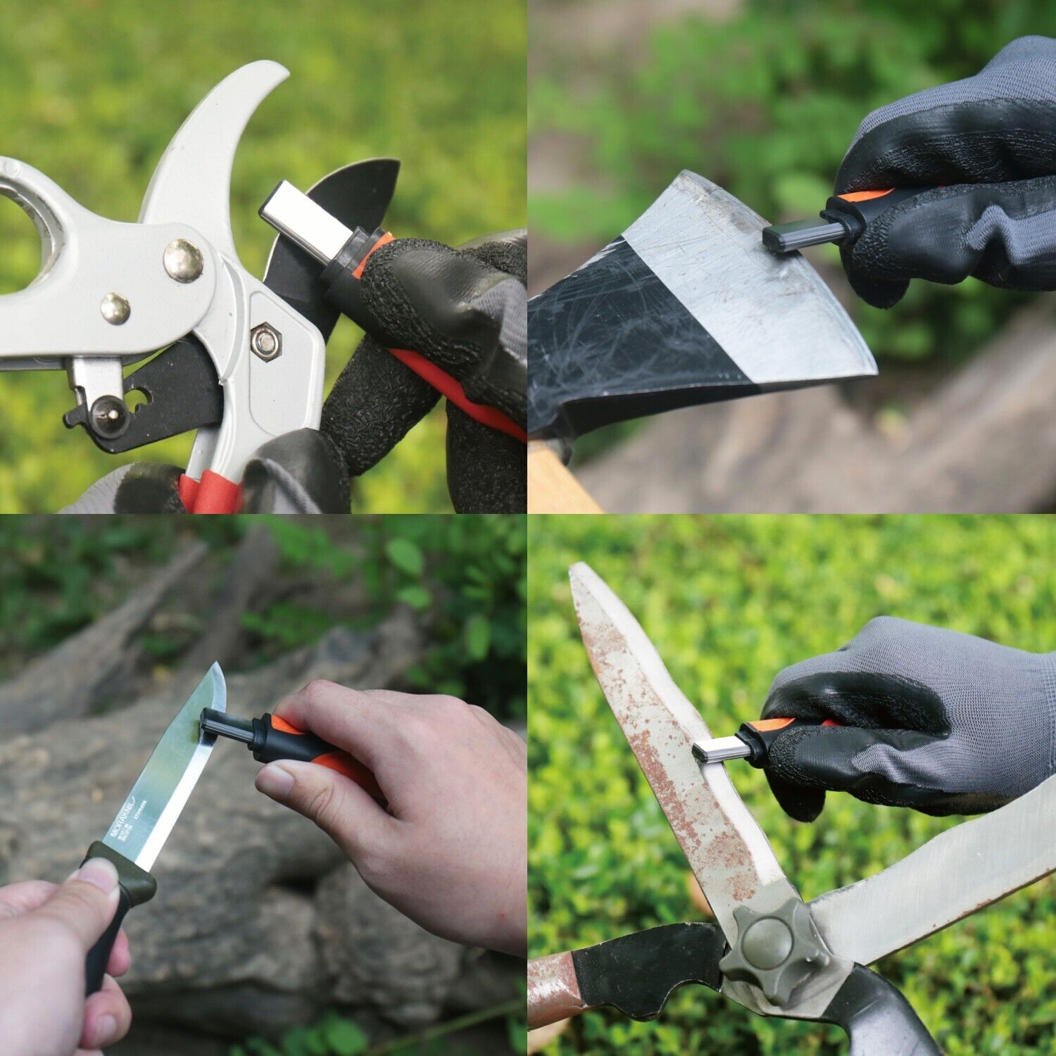 Pocket Knife & Axe Sharpener for Axe, Pruner, Machet, Scissor Garden Tool Blades