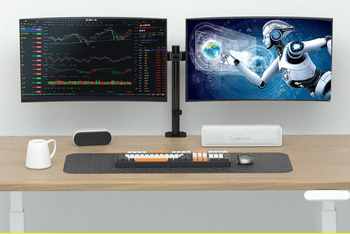 Monitor Stand Dual Arm Desk Mount LED TV Screen Holder Bracket Up to 27''
