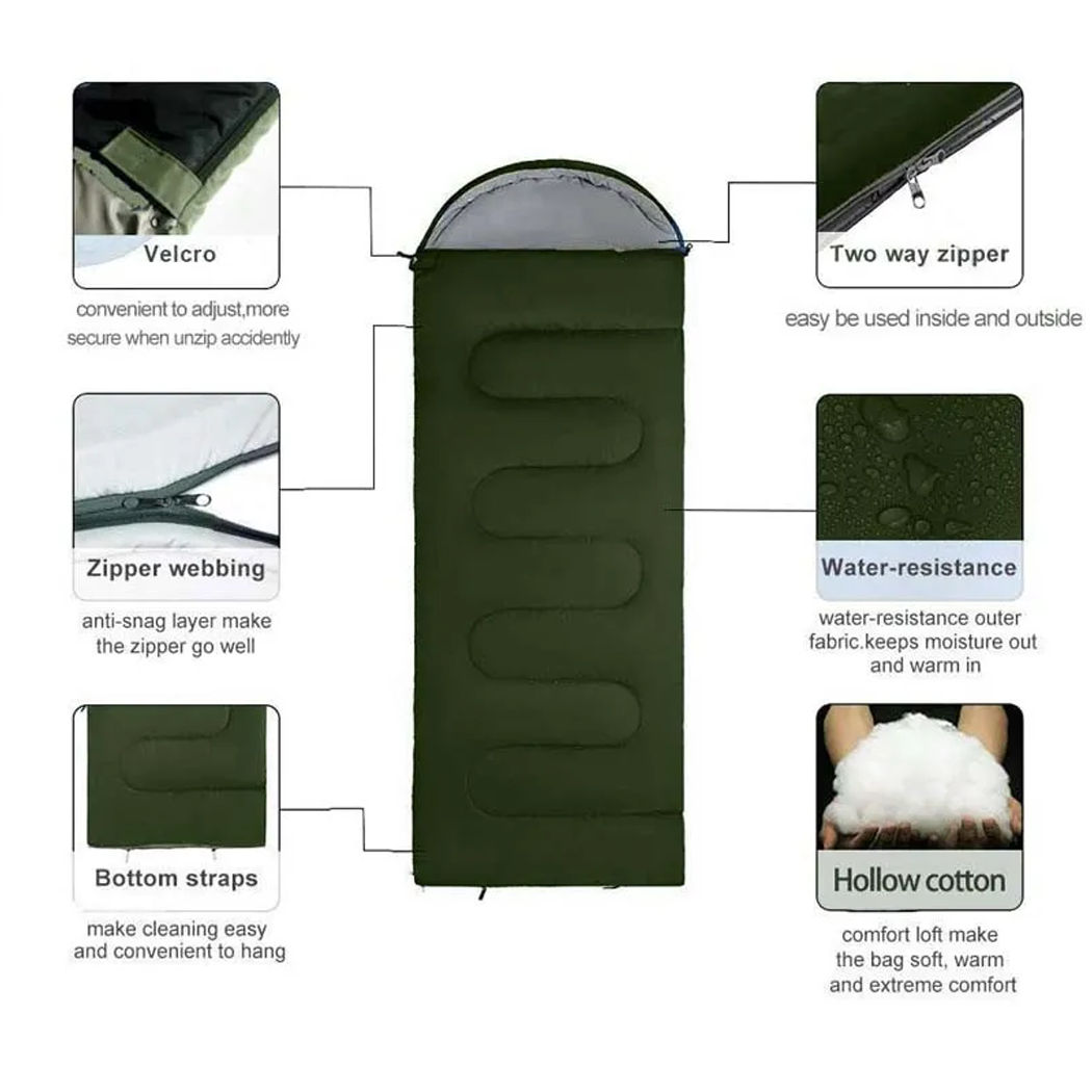  Sleeping Bags Single Camping Hiking Winter Thermal Grey Blue 0°C-20°C