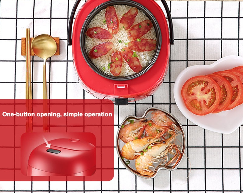 Electric Aluminum 1.2L Mini Rice Cooker W Steamer Hot Pot 4 Household 1-2 People 