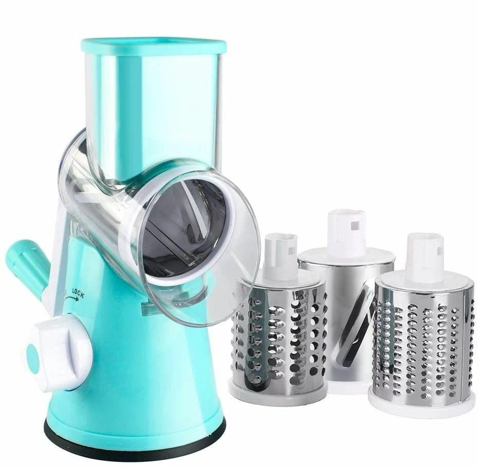 Manual Kitchen Vegetable Food Rotary Drum Grater Chopper Slicer Cutter Shredder