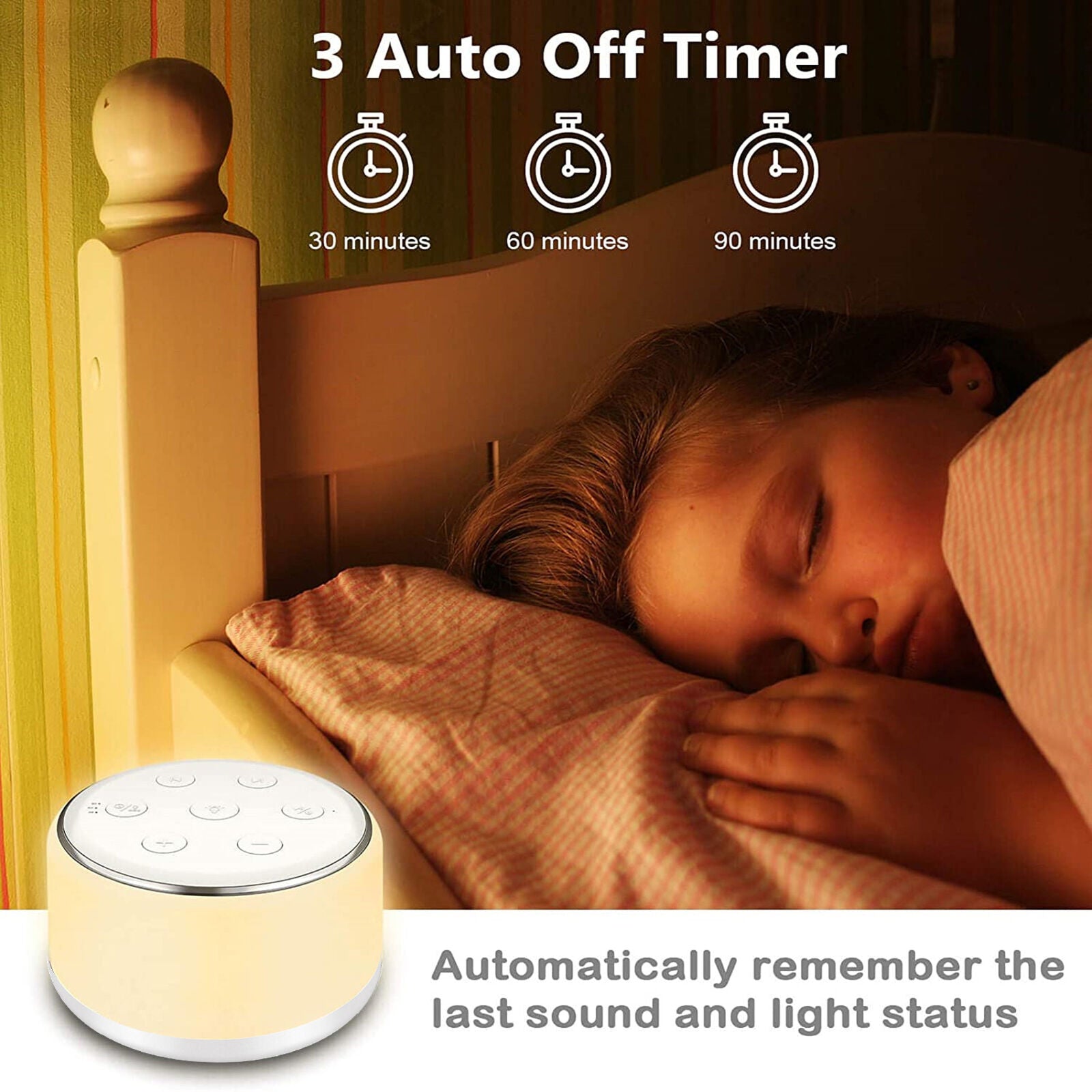 34 Soothing Sounds Maker Noise Machine Baby Sleeping Adults Kids Night Light 