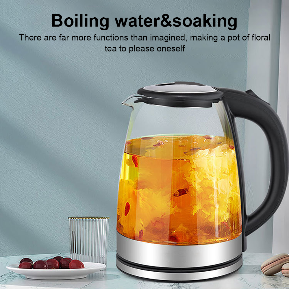 2L Glass Cordless Kettle Electric Dual Wall 360° Rotating Base LED Water Maker Jug Stainless Steel