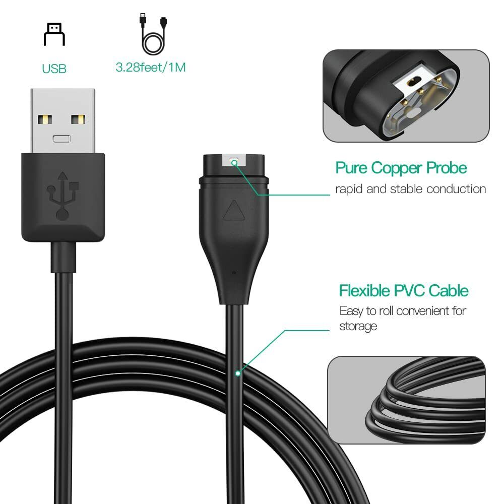 USB Charger Cable for Garmin Fenix 7 6X 5X Pro Vivoactive 4 5 Forerunner 945 45