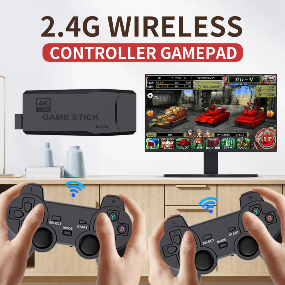 4K HDMI TV 20000+ Video Game Stick Retro Gaming Plug & Play Console With 2 Wireless Controller 