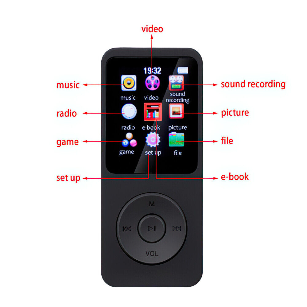 Support 128GB Bluetooth MP4/MP3 Lossless Music Player FM Radio Recorder Portable