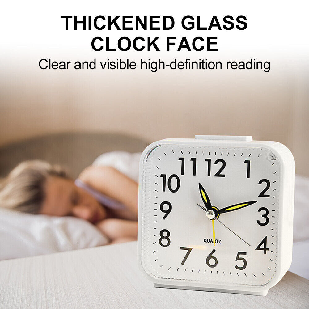 Quartz Alarm Clock with Night Light Notick Quiet Concise Design Snooze Silent Small Bedside Clock