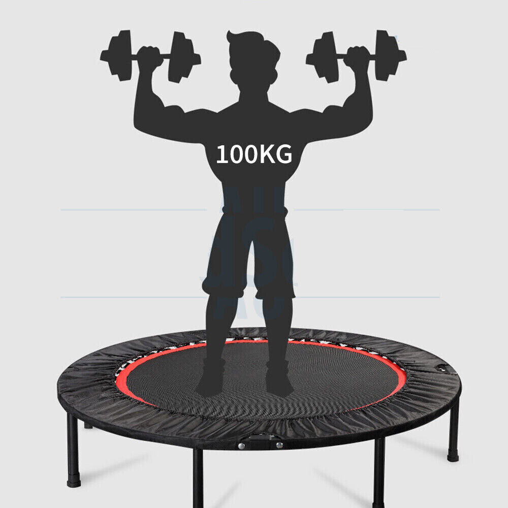 40" Mini Handrail Folding Trampoline Fitness Exercise Rebounder Home Gym Cardio