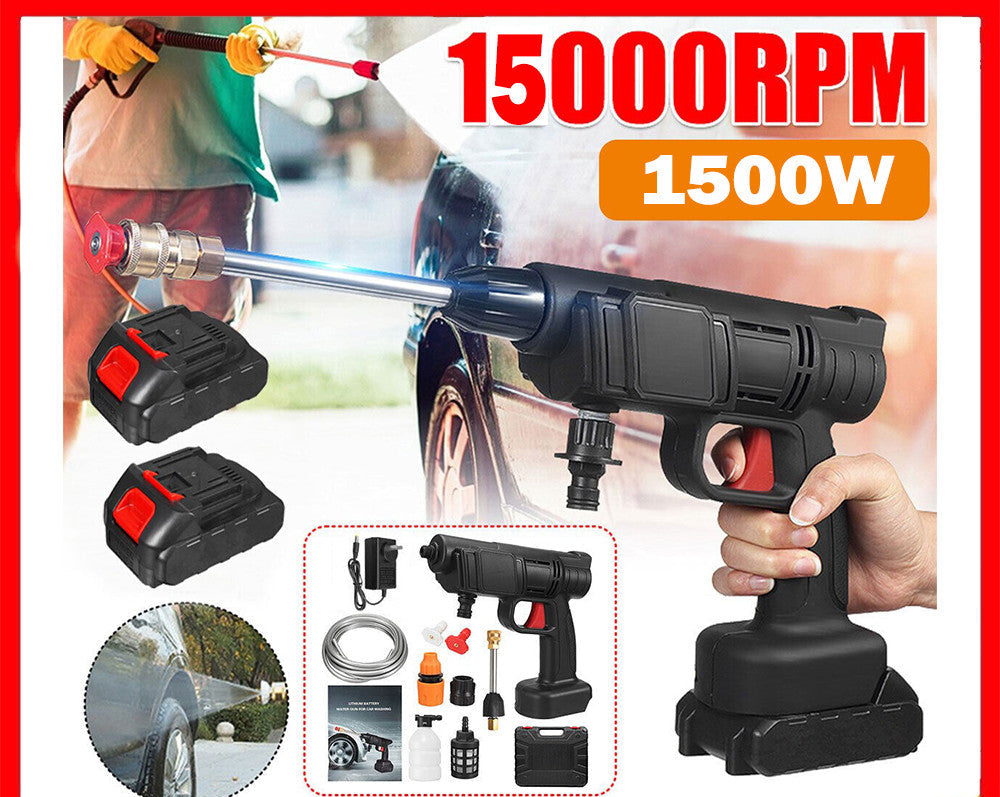 Cordless Electric High Pressure Water Spray Gun Car Washer Cleaner W/ 2 Battery