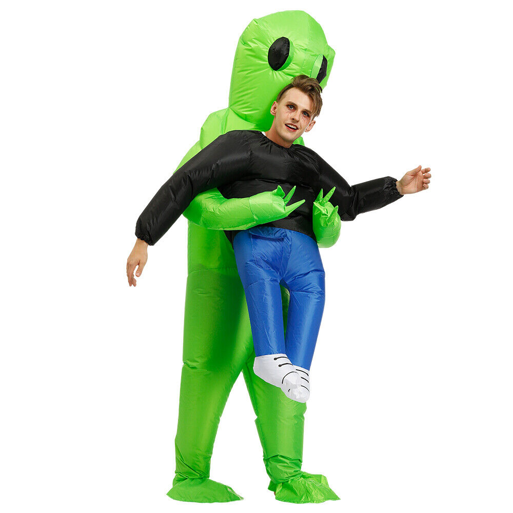 Scary Halloween Green Alien Inflatable Kid Costume Blow up Suits Party Dress