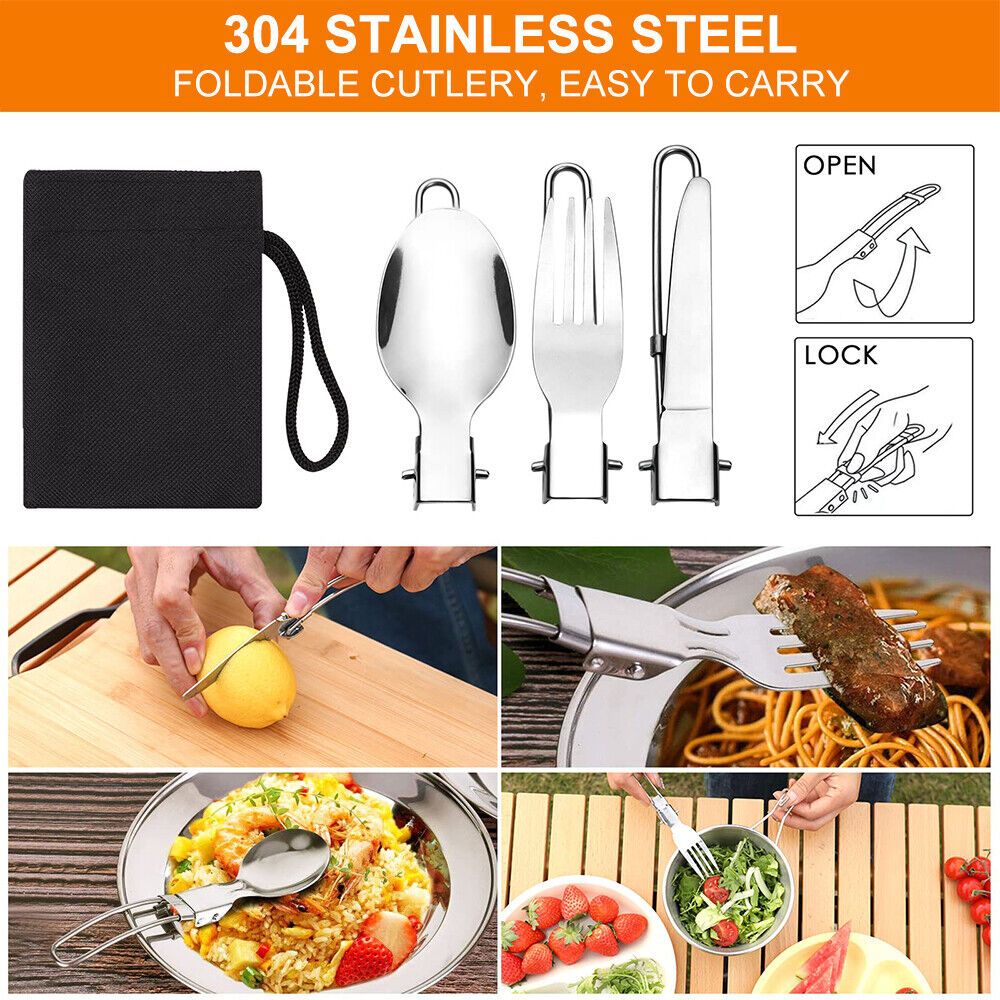 8PCS Camping Cookware Set Cooker Outdoor Hiking Cooking Pan Pot Stove Pinic Kit