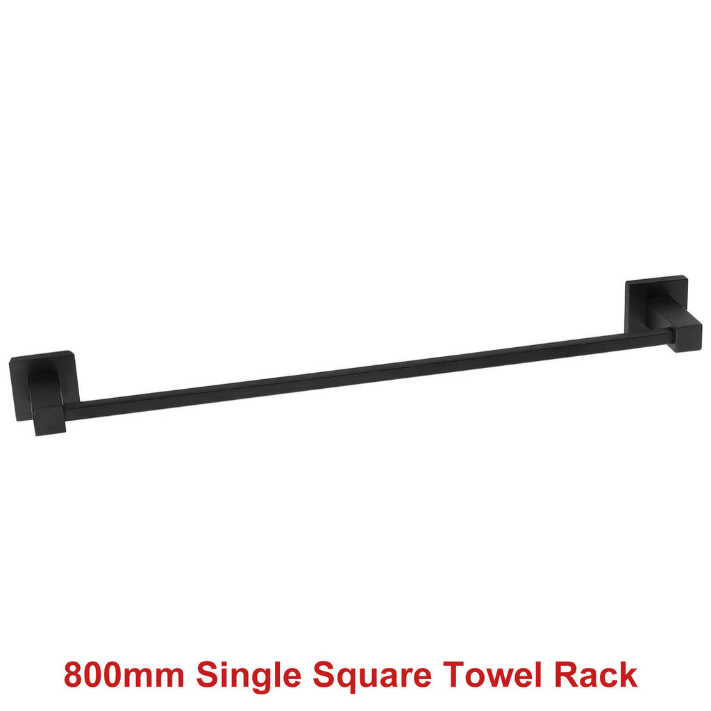 ACA Bath Towel Rail Rack Hook Toilet Brush Paper Holder Accessory Black